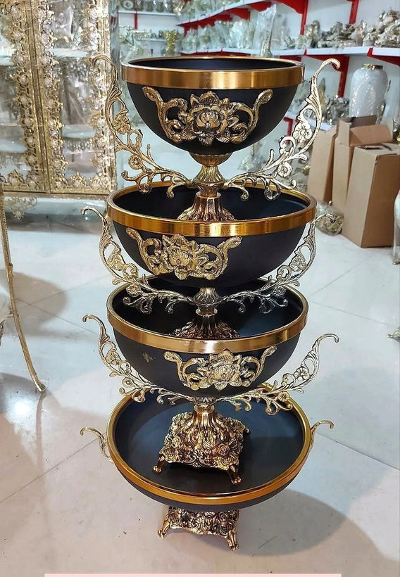 ظروف ۴ تیکه پایه برنزی - برنز