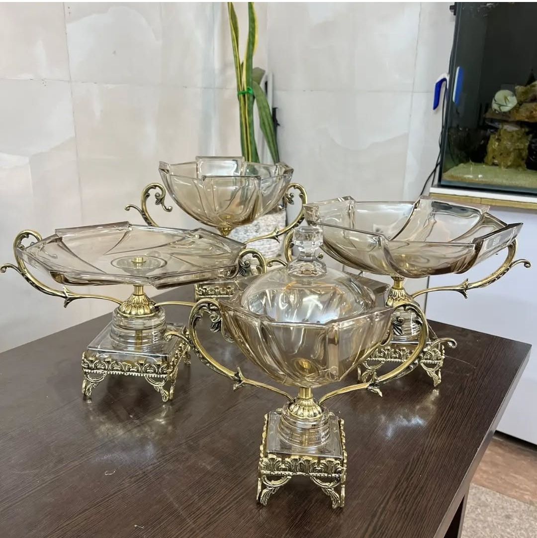 ست ۴ تیکه پذیرایی پایه برنزی - برنز