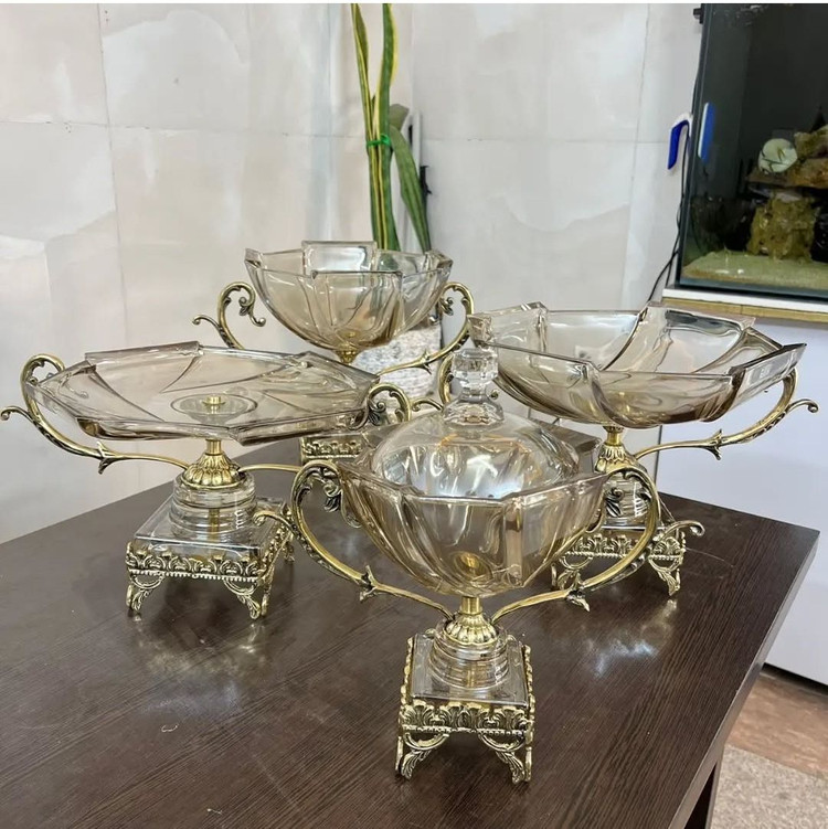 ست ۴ تیکه پذیرایی پایه برنزی - برنز
