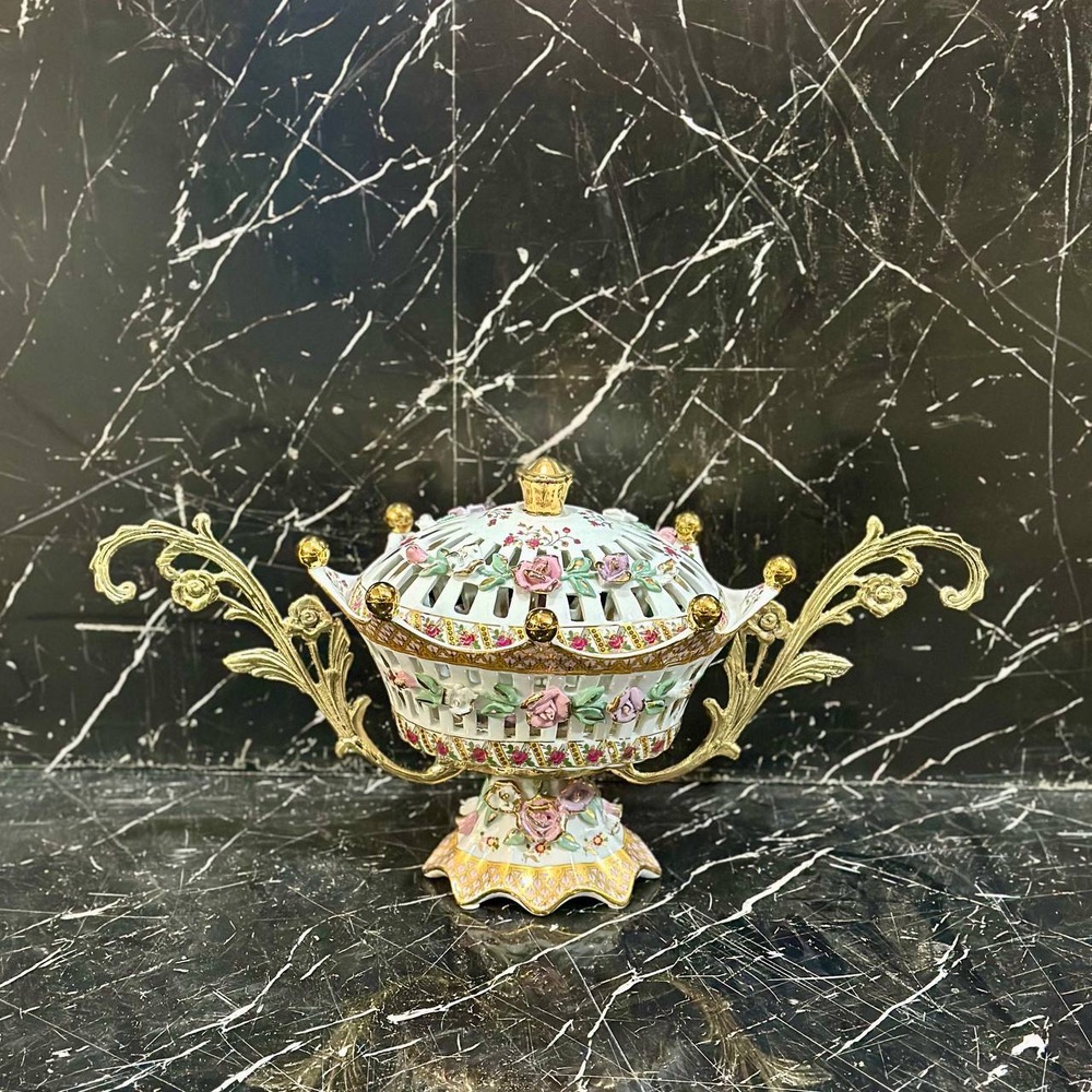 شکلات خوری چینی وارداتی دسته برنزی